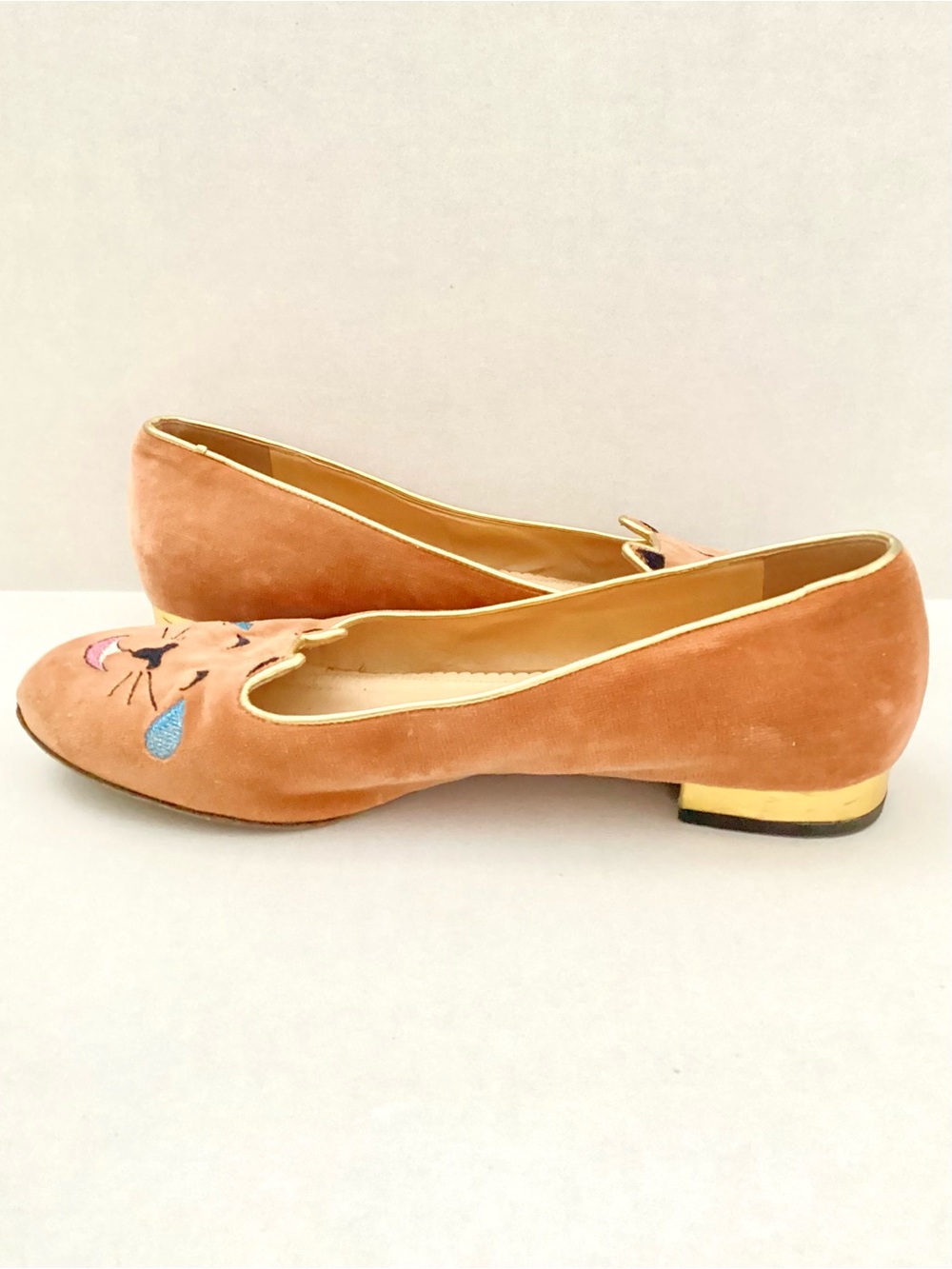 CHARLOTTE OLYMPIA #EMOTICATS Velvet Flats Size 39 Org. $525 - Picture 11 of 13